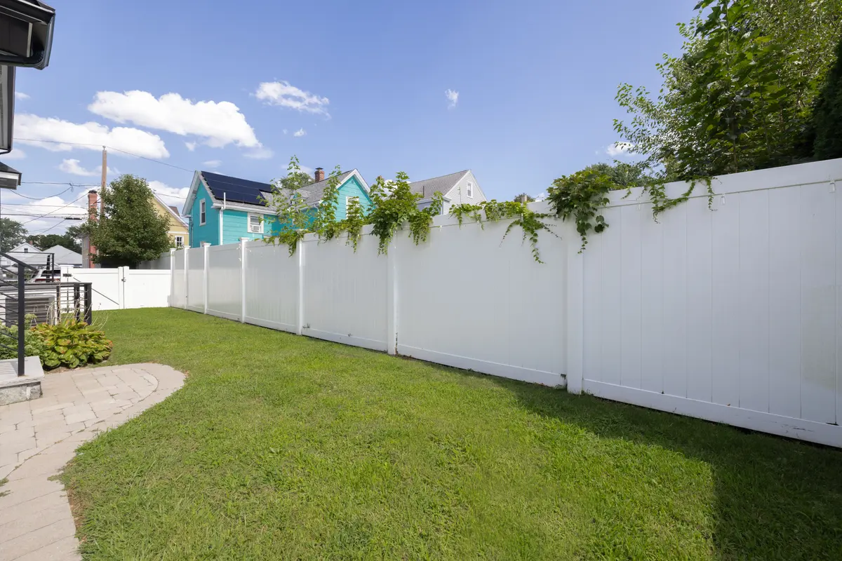 The back yard, fully fenced